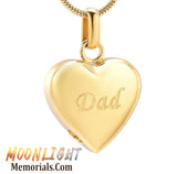 Dad Engraved Heart Urn Cremation Necklace